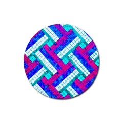 Pop Art Mosaic Rubber Coaster (round)  by essentialimage365