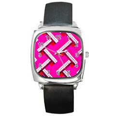 Pop Art Mosaic Square Metal Watch by essentialimage365