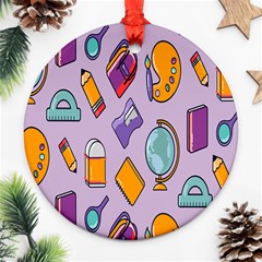 Back To School And Schools Out Kids Pattern Ornament (round) by DinzDas