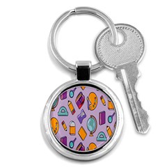 Back To School And Schools Out Kids Pattern Key Chain (round) by DinzDas