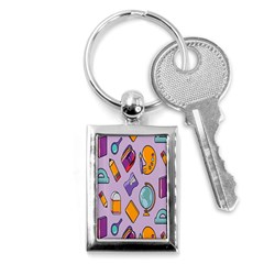 Back To School And Schools Out Kids Pattern Key Chain (rectangle) by DinzDas