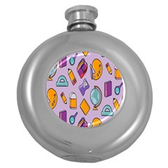 Back To School And Schools Out Kids Pattern Round Hip Flask (5 Oz) by DinzDas