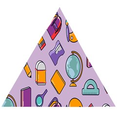 Back To School And Schools Out Kids Pattern Wooden Puzzle Triangle by DinzDas