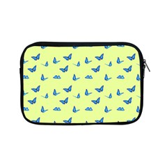 Blue Butterflies At Lemon Yellow, Nature Themed Pattern Apple Ipad Mini Zipper Cases by Casemiro