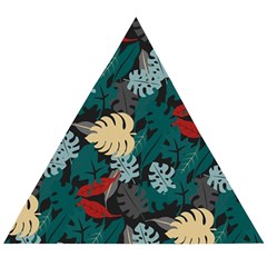 Tropical Autumn Leaves Wooden Puzzle Triangle by tmsartbazaar