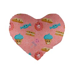 Toothy Sweets Standard 16  Premium Heart Shape Cushions by SychEva