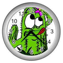 Cactus Wall Clock (silver) by IIPhotographyAndDesigns