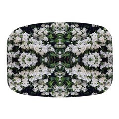 White Bush Repeats Mini Square Pill Box by kaleidomarblingart