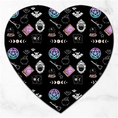 Witch Goth Pastel Pattern Jigsaw Puzzle (heart) by NerdySparkleGoth