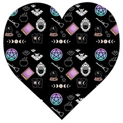 Witch Goth Pastel Pattern Wooden Puzzle Heart by NerdySparkleGoth