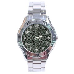 Initricate Ornate Abstract Print Stainless Steel Analogue Watch by dflcprintsclothing