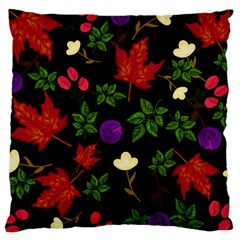 Golden Autumn, Red-yellow Leaves And Flowers  Large Cushion Case (one Side) by Daria3107