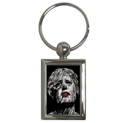 Creepy Head Sculpture Artwork Key Chain (rectangle) by dflcprintsclothing