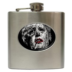 Creepy Head Sculpture Artwork Hip Flask (6 Oz) by dflcprintsclothing