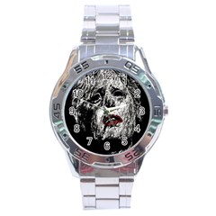 Creepy Head Sculpture Artwork Stainless Steel Analogue Watch by dflcprintsclothing