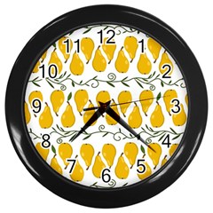 Juicy Yellow Pear Wall Clock (black) by SychEva