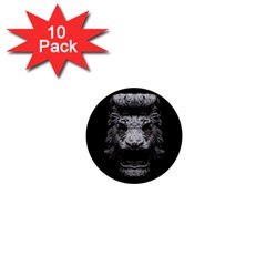 Creepy Lion Head Sculpture Artwork 2 1  Mini Buttons (10 Pack)  by dflcprintsclothing