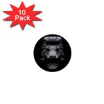 Creepy Lion Head Sculpture Artwork 2 1  Mini Buttons (10 pack)  Front