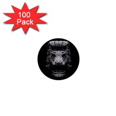 Creepy Lion Head Sculpture Artwork 2 1  Mini Buttons (100 Pack)  by dflcprintsclothing