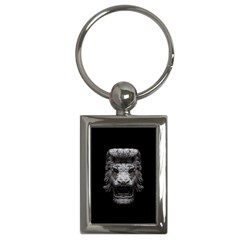 Creepy Lion Head Sculpture Artwork 2 Key Chain (rectangle) by dflcprintsclothing