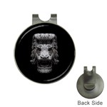 Creepy Lion Head Sculpture Artwork 2 Hat Clips with Golf Markers Front