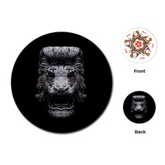 Creepy Lion Head Sculpture Artwork 2 Playing Cards Single Design (round) by dflcprintsclothing