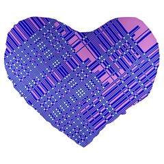 Root Humanity Barcode Purple Pink And Galuboi Large 19  Premium Flano Heart Shape Cushions by WetdryvacsLair