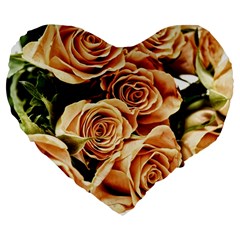 Roses-flowers-bouquet-rose-bloom Large 19  Premium Flano Heart Shape Cushions by Sapixe