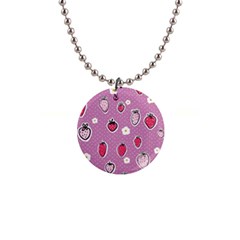 Juicy Strawberries 1  Button Necklace by SychEva