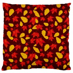 Autumn Pattern,oak And Maple On Burgundy Large Cushion Case (one Side) by Daria3107