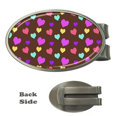 Colorfull Hearts On Choclate Money Clips (oval)  by Daria3107