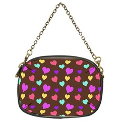 Colorfull Hearts On Choclate Chain Purse (one Side) by Daria3107