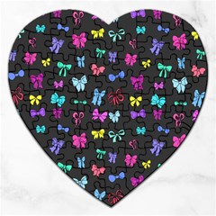 Bows On Black Jigsaw Puzzle (heart) by Daria3107