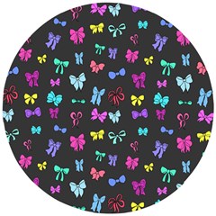 Bows On Black Wooden Puzzle Round by Daria3107