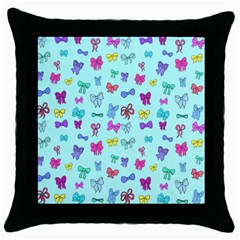 Bows On Blue Throw Pillow Case (black) by Daria3107