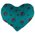 Red Drops Large 19  Premium Heart Shape Cushions Back