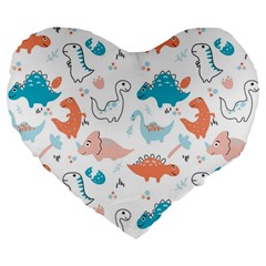 Funny Dinosaurs Kids Large 19  Premium Heart Shape Cushions by SychEva