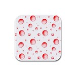 Red Drops On White Background Rubber Square Coaster (4 pack)  Front