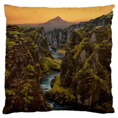 Landscape-cannon-river-mountain Large Cushion Case (one Side) by Sudhe