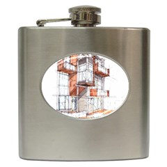 Rag-flats-onion-flats-llc-architecture-drawing Graffiti-architecture Hip Flask (6 Oz) by Sudhe