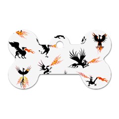 Dragon-phoenix-fire-bird-ancient Dog Tag Bone (two Sides) by Sudhe