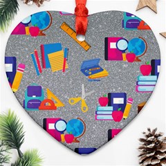 80s And 90s School Pattern Ornament (heart) by NerdySparkleGoth