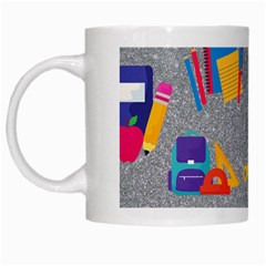 80s And 90s School Pattern White Mugs by NerdySparkleGoth