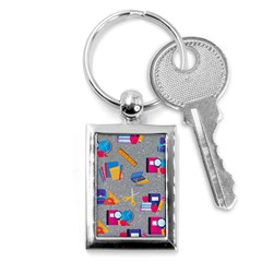 80s And 90s School Pattern Key Chain (rectangle) by NerdySparkleGoth