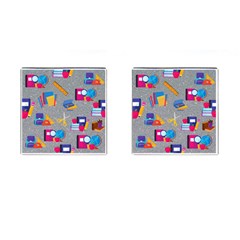 80s And 90s School Pattern Cufflinks (square) by NerdySparkleGoth