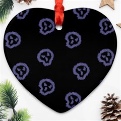 Purple Skulls On Dark Background Ornament (heart) by SychEva