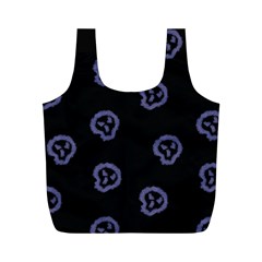 Purple Skulls On Dark Background Full Print Recycle Bag (m) by SychEva