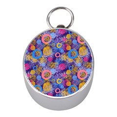 Multicolored Splashes And Watercolor Circles On A Dark Background Mini Silver Compasses by SychEva