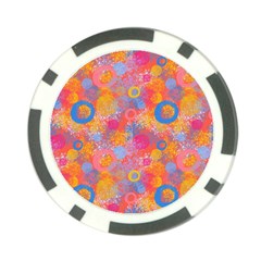 Multicolored Splashes And Watercolor Circles On A Dark Background Poker Chip Card Guard by SychEva