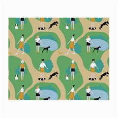 Girls With Dogs For A Walk In The Park Small Glasses Cloth by SychEva